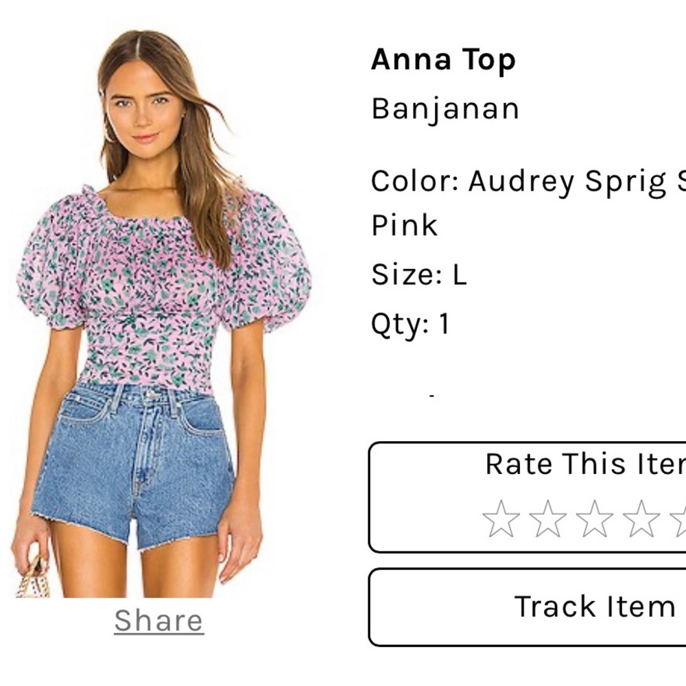 Benjamin Anna Top with puff sleeves / size L